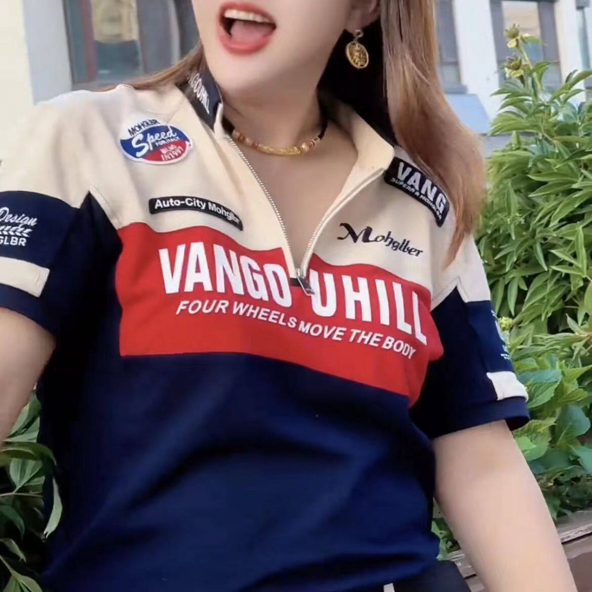 26年夏季新款骑行服机车装刺男士短袖t恤短袖潮流情侣百搭POLO衫