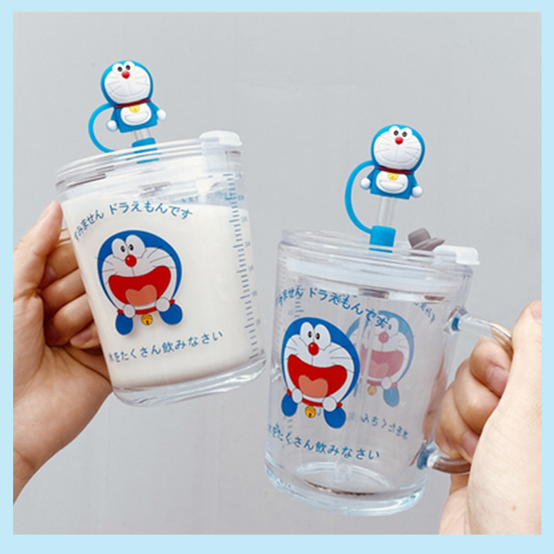 蓝胖子高颜值早餐叮当猫吸管水杯