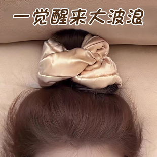 真丝枕头大肠发圈kitsch加棉填充睡眠缎面头绳女高级感丸子头头饰