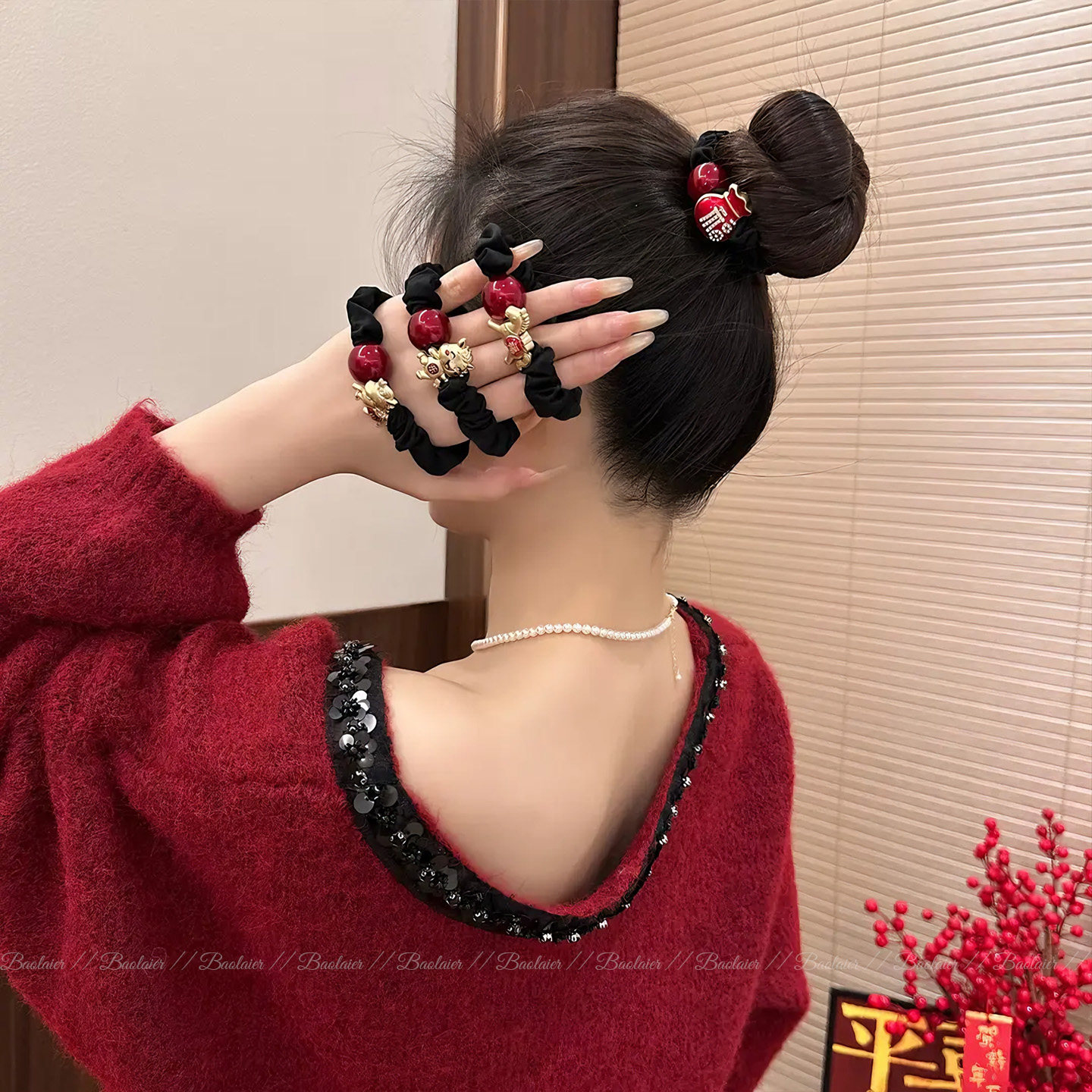 本命年马年红色钱袋子头绳发圈女高级感丸子头发绳扎发橡皮筋头饰,饰品/流行首饰/时尚饰品新,发饰,淘宝优惠券,粉丝福利购,淘宝优惠卷