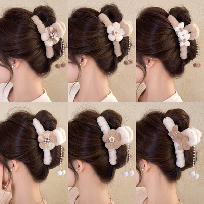 秋冬毛绒抓夹女高级感盘发发夹