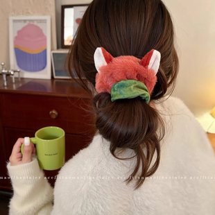 疯狂动物城毛绒大肠发圈朱迪尼克头绳2025新款 扎头发绳女秋冬头饰