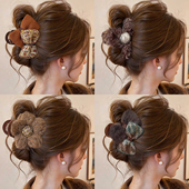 秋冬毛绒抓夹女高级感2026新款 发量少发夹后脑勺鲨鱼夹子发卡头饰