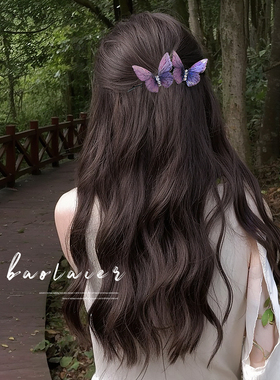 复古超仙蝴蝶发夹女新款紫色高端盘发扭扭夹半扎发发卡高级感头饰