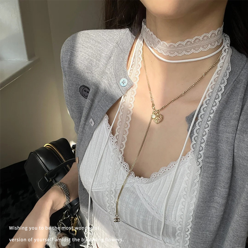 法式蕾丝飘带2025新款长条发带腰带丝巾女高级感细窄围脖系脖丝巾