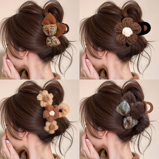 秋冬毛线抓夹发量少专用发夹女2025新款 高端鲨鱼夹后脑勺夹子头饰