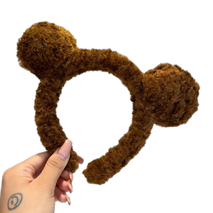 可爱小熊耳朵发箍女洗脸毛绒韩国超萌毛球发卡甜美头箍秋冬季头饰