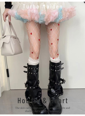 不规则爱心烫钻复古网袜女千禧辣妹重工y2k闪钻网眼丝袜个性水钻
