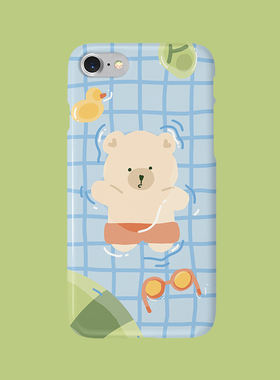 手机壳网红小熊ins风适用于苹果13软壳防摔游泳p50p全包硬S21玻璃