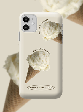 ins风冰淇淋甜筒手机壳适用于苹果14菲林硬壳iphone13硅胶软壳vivoX90/OPPOA92四包亮面华为P40pro进口涂层壳