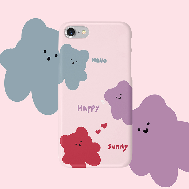 手机壳小熊适用于华为mate20半包硬壳oppor17苹果x玻璃壳iphone11