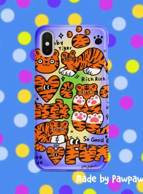 手机壳ins风简约插画老虎适用苹果13软壳防摔iphone14promax菲林韩国硬壳reno6亮面三星s22