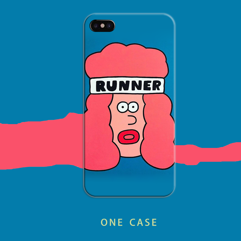 ins风自制手机壳插画适用于iphonex跑步者vivox23半包硬壳潮华为