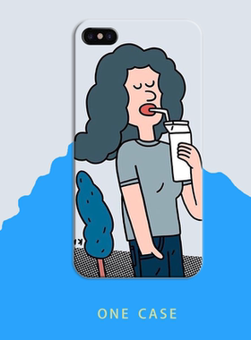 自制适用于iphone11手机壳oppor17韩国INS风喝牛奶的女孩半包硬壳