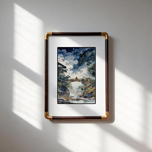 书房玄关茶室禅意装 桥兴月清瓷板画 饰 景德镇瓷器新中式 四九艺社