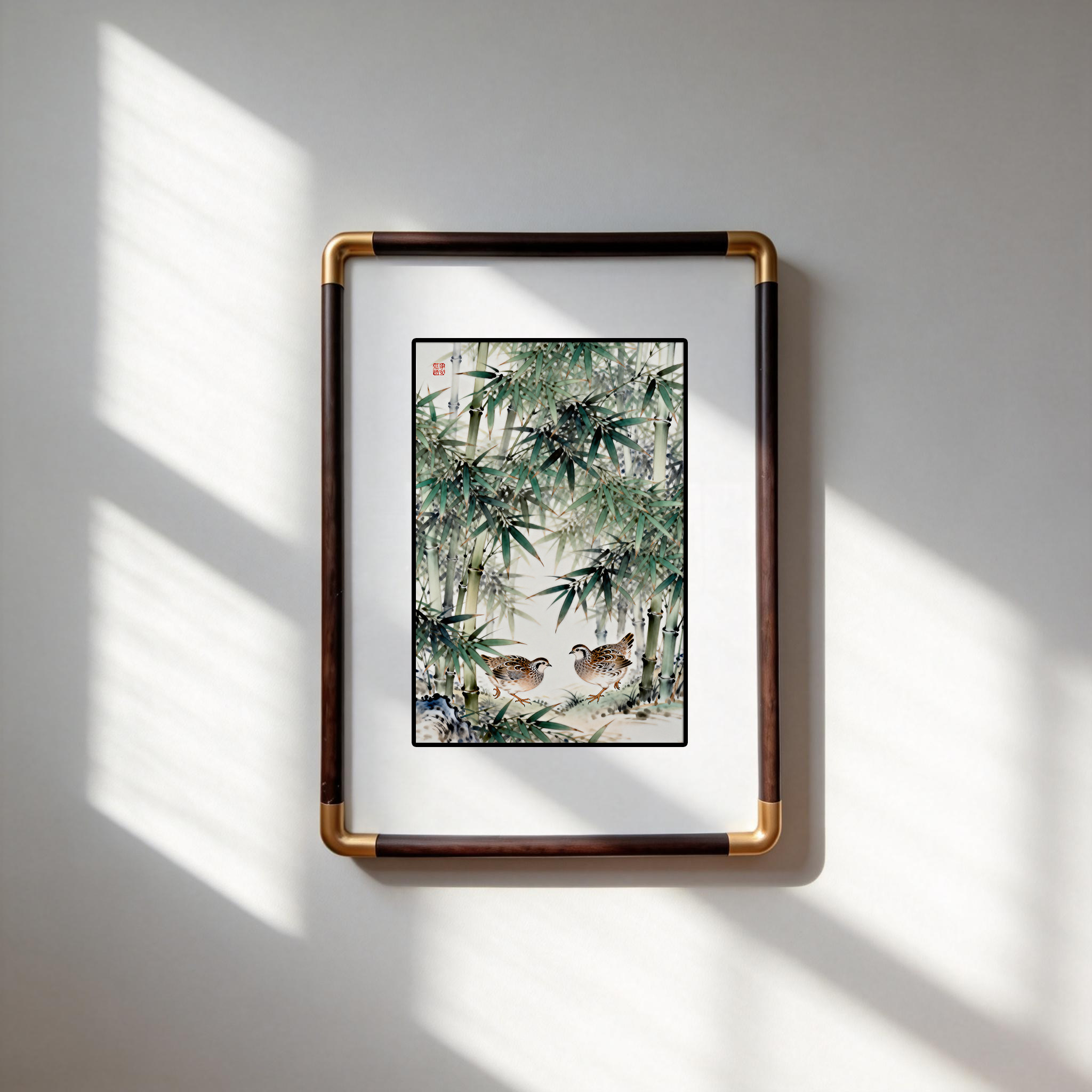 四九艺社 新中式竹报平安图景德镇瓷板画 客厅书房玄关吉祥装饰画