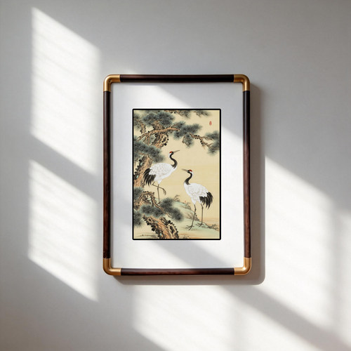 四九艺社 景德镇松鹤延年图瓷板画茶室书房新中式清雅仙鹤装饰画