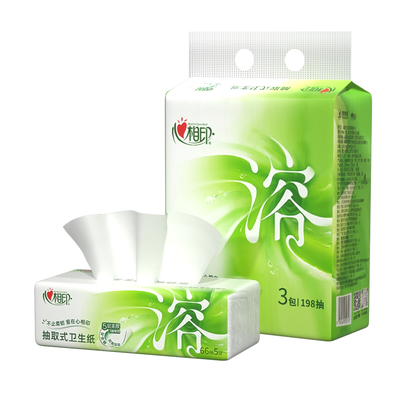 心相印抽取式卫生纸加大加厚XL码10包刀切纸家用厕所厕纸巾大包装