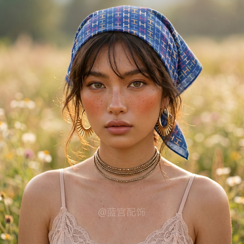辣妹头巾三角巾女复古2026新款美式嘻哈酷高级感夏季包头方巾丝巾图片