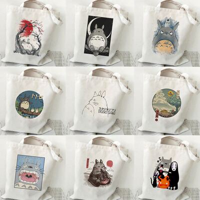 Totoro Canvas Bag 新款龙猫动漫印花帆布袋学生补习袋手提单肩包