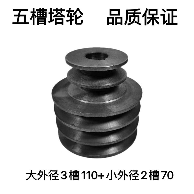 膨化机汽油双机组合专用皮带轮B型宝塔5槽三大两小内孔尺寸2.5cm