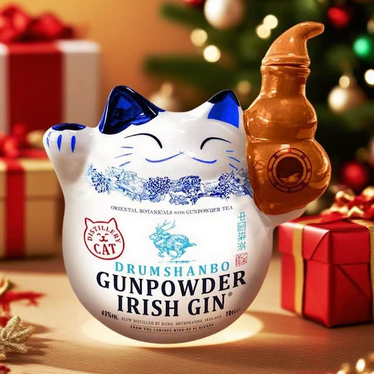喵喵教教主驾到 爱尔兰GUNPOWDER GIN鹿角兔火耀招财猫珍藏版金酒