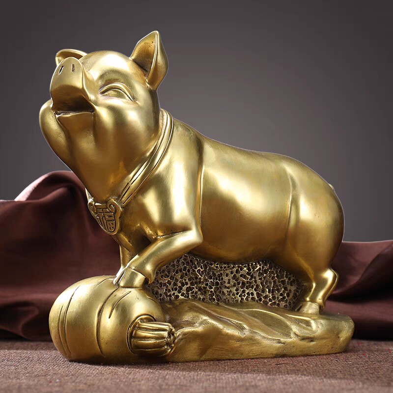 纯铜猪摆件大号十二生肖金猪家居客厅装饰店铺公司开业铜生日礼品