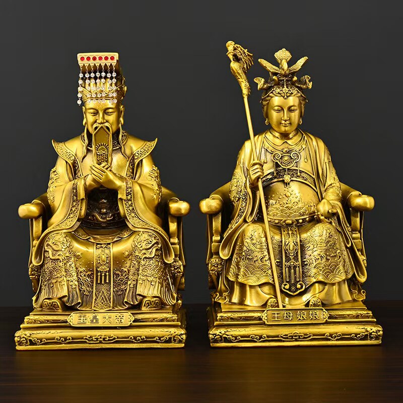 铜玉帝王母神像玉皇大帝王母娘娘黄铜佛像居家供奉客厅摆件大号