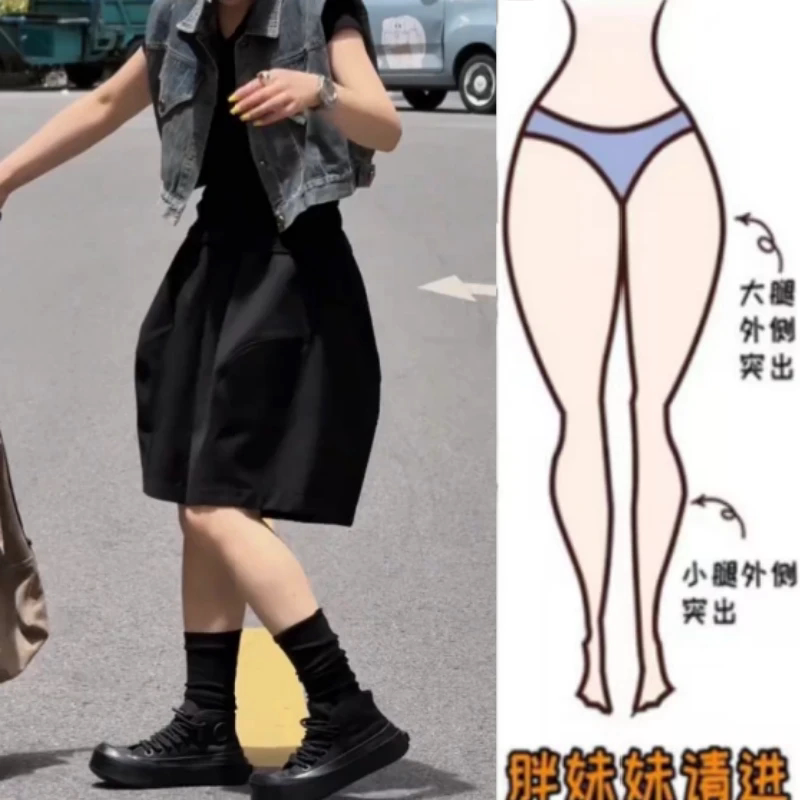 大码黑色短裤女夏季爆款宽松显瘦