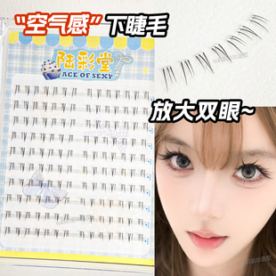 空气感下睫毛Y1陆彩堂分段式单簇仿手画妈生眼自然仿真透明梗10排