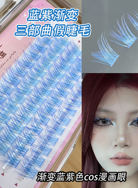 蓝色假睫毛蜜小盒063-1渐变圣诞节精灵彩色点缀玩妆漫画眼COS化妆