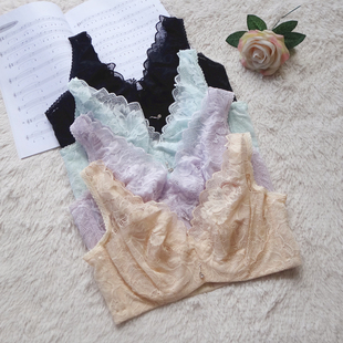 超薄全罩杯上托防下垂大胸显小背心式文胸 软钢圈美背收副乳C D杯