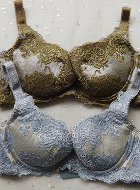 大罩杯薄杯上托聚拢调整型内衣 红色本命年文胸女B C D杯32 34 70