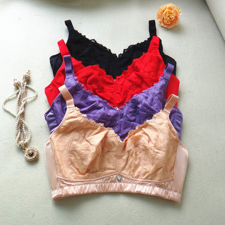 大胸显小全罩杯调整型睡眠文胸 超薄杯无钢圈无海棉收副乳胸罩d杯