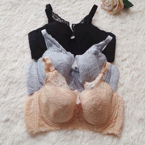 蕾丝文胸软钢圈调整型薄款全罩杯