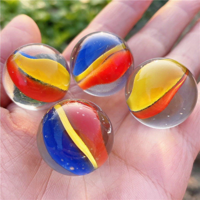 25mm三色花瓣玻璃球弹珠怀旧大玻璃珠溜溜球鱼缸装饰波子打弹珠