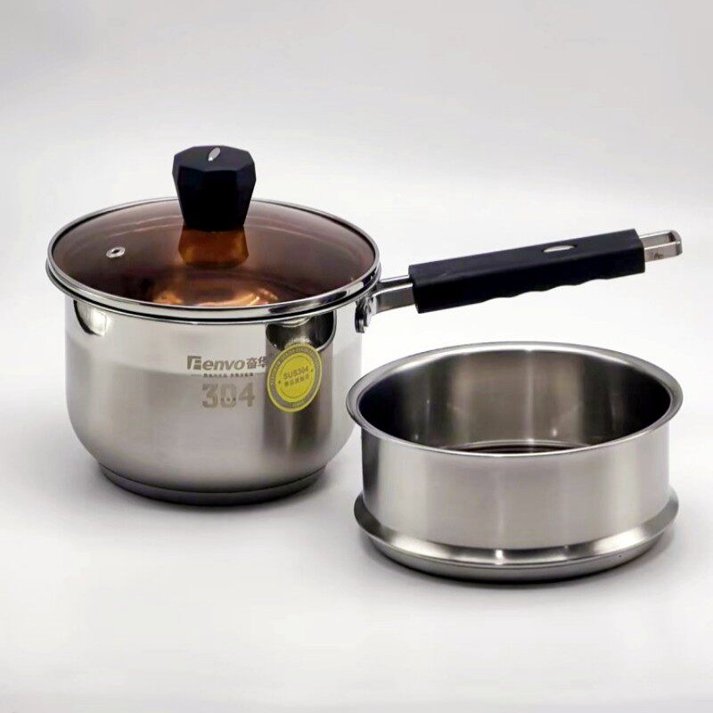 奋华婴儿无涂层辅食奶锅1人泡面304不锈钢加厚复底家用迷你小蒸锅