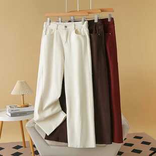 女装 潮直筒裤 2024秋季 胖mm宽松显瘦高腰阔腿老爹牛仔裤 潮 新款 大码