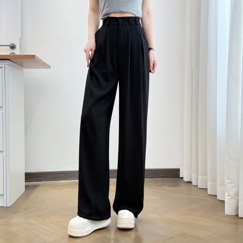 2026新款大码黑色高腰阔腿裤女春季垂感显瘦小个子通勤西装直筒裤,女装/女士精品,休闲裤,淘宝优惠券,粉丝福利购,淘宝优惠卷
