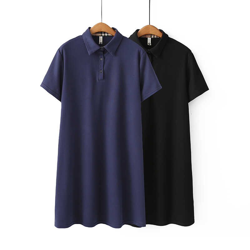 显瘦纯色韩版纽扣衬衫裙