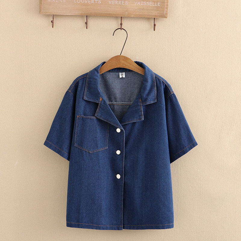 夏季薄款牛仔衬衫外套女ins设计感胖mm休闲时尚显瘦大码口袋上衣