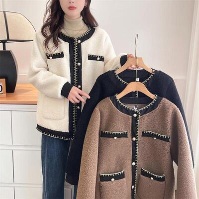 镶边常规外套大码复古