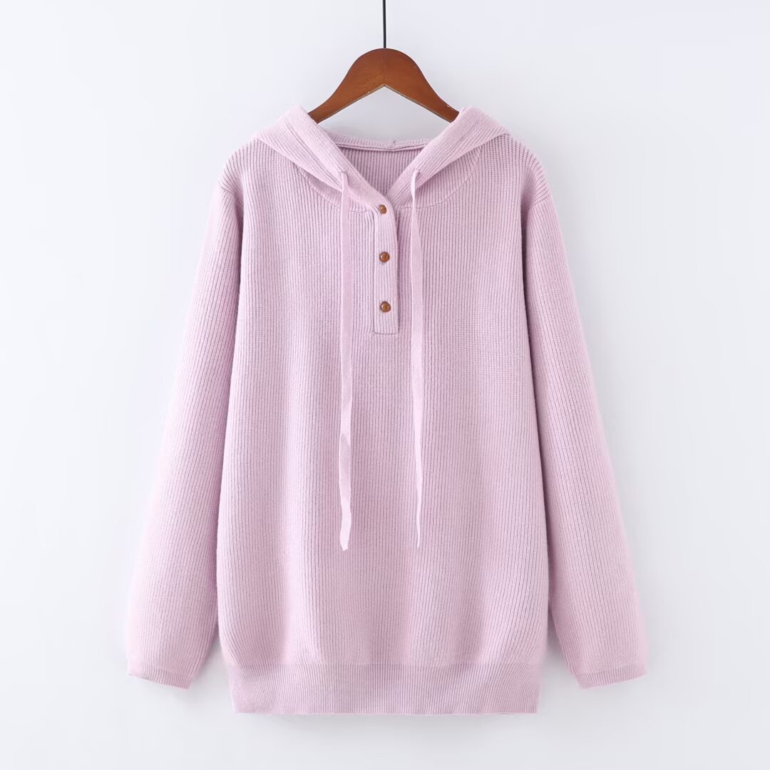大码女装韩式休闲风连帽针织衫
