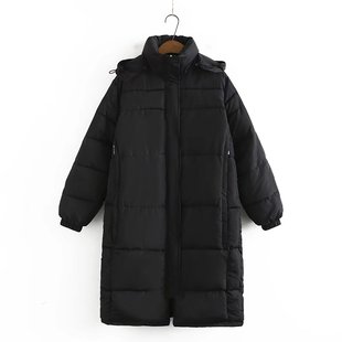 羽绒棉服过膝中长款加厚黑色棉衣200斤胖mm冬季大码棉袄女士外套