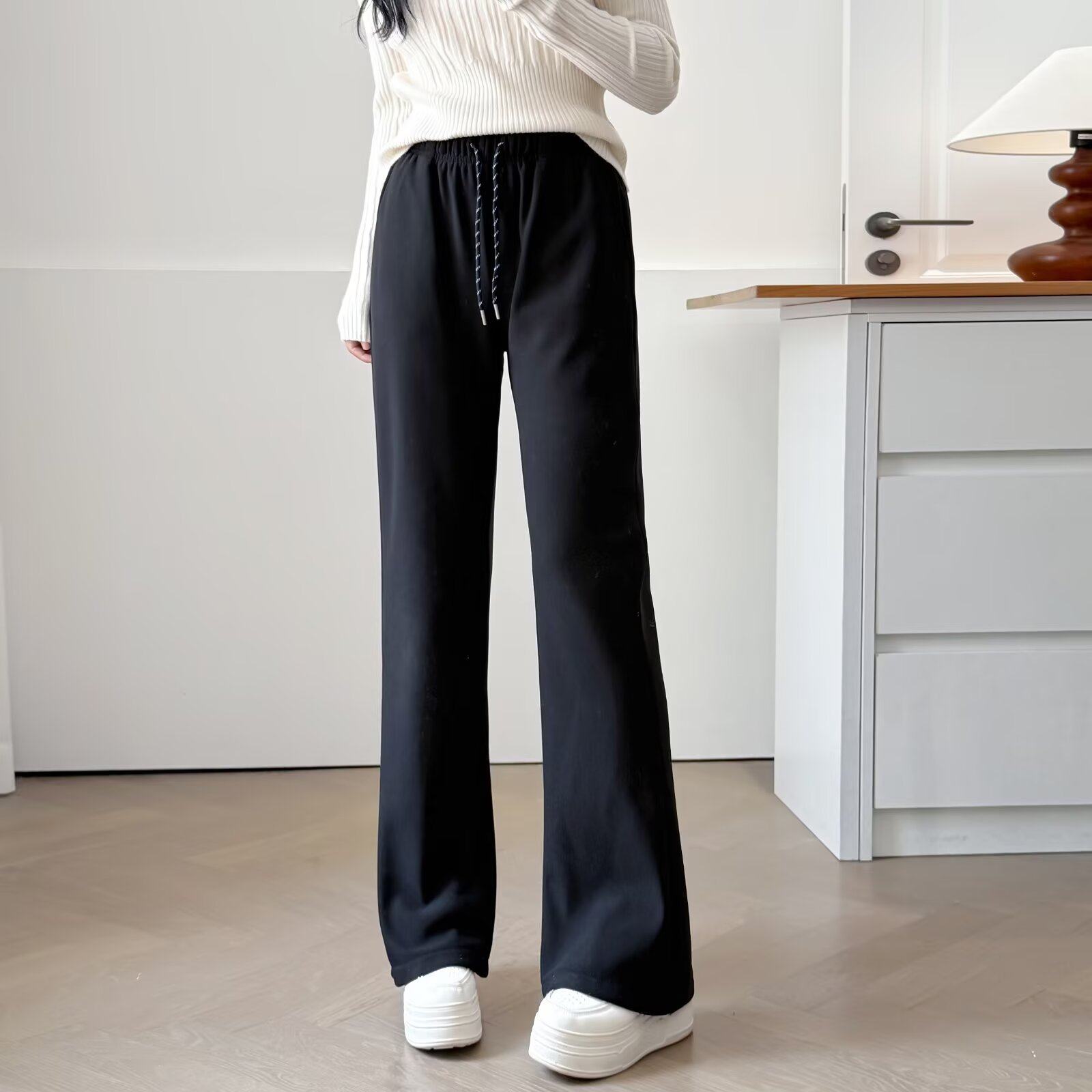 大码女装秋冬新款宽松高腰显瘦松紧腰加厚加绒保暖弯刀阔腿喇叭裤,女装/女士精品,休闲裤,淘宝优惠券,粉丝福利购,淘宝优惠卷