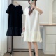 新款 大码 女装 2025夏装 连衣裙设计感圆领拼接短袖 蓬蓬裙显瘦裙子