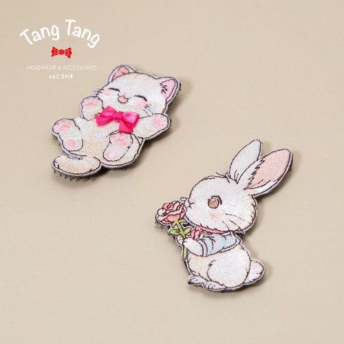 tangtang可爱软萌猫咪碎发贴儿童魔术贴浏海贴不伤发粘顶发帖发饰