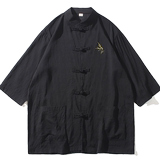 2024夏风男装刺绣唐装汉服短袖五分袖衬衫衬衣C229-Y907-P65，男装衬衫，电商C229
