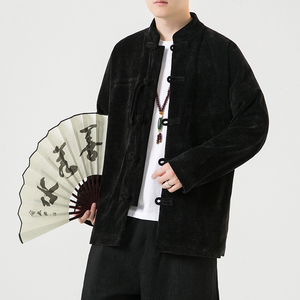 2024秋冬复古中式灯芯绒唐装汉服盘扣夹克外套大码C229/Y782/P105图片