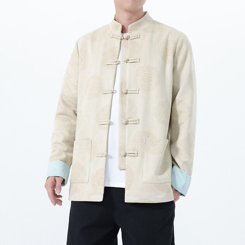 2025秋冬风男装中式唐装鹿皮绒夹克外套大码C229-Y1120-P120，男装夹克，电商C229